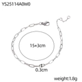 Silver paperclip chain bracelet detail with lobster clasp and 15+3cm length markings - Paperclip Chain Style (YS25114A0W0) / Steel
