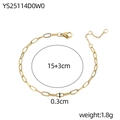 Detail of paperclip chain bracelet with lobster clasp and adjustable extension chain - Paperclip Chain Style (YS25114D0W0) / Gold