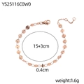 Detail of rose gold chain bracelet with polished discs and size specifications - Disc Chain Style (YS25116C0W0)