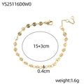 Detailed view of a gold disc chain bracelet showing 15+3cm length and 0.4cm width specs - Disc Chain Style (YS25116D0W0)