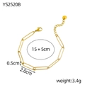 Detail view of golden paperclip chain bracelet with dimensions 15+5cm and lobster clasp - Paperclip Chain Style (YS2520B)
