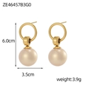 Detailed size specifications for minimalist golden faux pearl earrings measuring 6.0cm by 3.5cm - Large Gold Ring Pearl Drop Earrings (ZE46457B3G0)