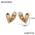 Detail view of heart-shaped gold earrings inlaid with various white pearls for women - Heart-Shaped Pearl Earrings (BE45459BG0)