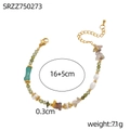 Bracelet fait main en pierres naturelles et perles avec fermoir mousqueton doré 18K - Bracelet en gravier naturel coloré et perles (SRZZ750273)