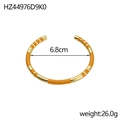 Bracciale smaltato vintage a forma di C con strisce arancioni e oro, diametro di 6.8cm - Stile in Smalto a Righe Oro Arancione (HZ44976D9K0)