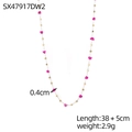 Bohemian gold double-layer necklace featuring pink crystal beads and measurement details - Pink Irregular Beaded Style (SX47917DW2)