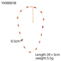Bohemian gold chain necklace featuring rectangular orange-red crystal beads with extensions - Orange-Red Rectangular Beaded Style (YX00001B)