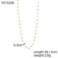 Double-layered beaded necklace with yellow, white and gold beads, 38+5cm length - Yellow White Gold Small Beaded Style (YX1325D)