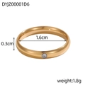 Anello dorato minimalista con zircone rotondo e finitura in metallo lucido - US 6 / Oro 14K (Con Strass Bianco)