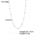 Bohemian gold chain necklace with light blue crystal beads and square metal spacers - Light Blue Irregular Stone Style (YX1768B)