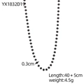 Bohemian double-layer black crystal beaded necklace with 40+5cm adjustable chain - Black Round Beaded Thin Necklace Style (YX1832D19)