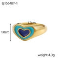 Anello a cuore dorato regolabile con finitura in smalto turchese e blu scuro brillante - Stile Cuore Blu Ciano (BJ1554B7-1)