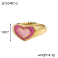 Anello regolabile dorato con motivo a cuore in smalto rosa a doppio strato - Stile Cuore Rosa Viola (BJ1554B7-2)