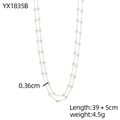 Double-layered gold chain necklace with small multi-colored faceted crystal beads - Double Layer Gold Thin Chain Style (YX1835B)