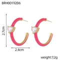 Roze emaille hart-strass oorbellen in C-vorm met gouden details voor dames - Hart Strass Roze (BRH00192D6)