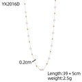 Bohemian gold layered necklace with small white round beads and 39+5cm adjustable chain - White Round Beaded Style (YX2016D)
