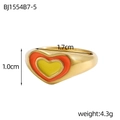 Anello a cuore dorato regolabile con smalto arancione e giallo e misure dettagliate - Stile Cuore Arancio Giallo (BJ1554B7-5)