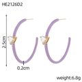 Afmetingen van paarse hartvormige C-oorringen met details over hoogte en gewicht - Hart Strass Paars (HE2126D2)