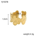 Detailweergave van de 1,3 cm gouden bloemenring met afmetingen en gewicht van 4,3 g - Vijfbladige Bloemen Rondom Stijl (YJ1507B)