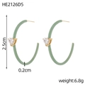 Detail van 2,5cm groene emaille hart oorbellen met goudlaag en afmetingen - Hart Strass Lichtgroen (HE2126D5)