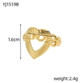 Detail goudkleurige hartring gewicht 2,4g en afmetingen van 1,6cm bij 1,8cm - Kettingringband Punt Hartstijl (YJ1519B)