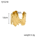 Gedetailleerde afmetingen van een gouden roestvrijstalen ring met bladvormig patroon - Hol Realistisch Continu Bladstijl (YJ1521B)
