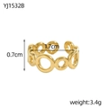 Detail van de 18K vergulde ring met afmetingen van 0,7 cm breedte en gewicht van 3,4 gram - Verweven Holle Cirkels Open Stijl (YJ1532B)