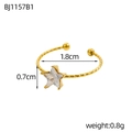 Anello stella dorato con fascia a treccia e pietra in zircone misura 1,8cm - Stella Bianca (BJ1157B1)