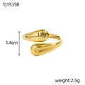 Detailweergave van een gouden waterdruppelring met afmetingen 1,8cm x 1,4cm en 2,5g gewicht - Asymmetrische Traan Open Stijl (YJ1535B)