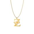 Dettaglio della collana in acciaio inossidabile placcato oro 18k con farfalla e lettera Z - Lettera Z