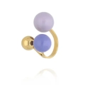 Anello aperto dorato con sfere graduate in smalto viola chiaro e blu-viola - Perle Lavanda Blu-Viola e Oro (HJ1731D21)