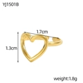 Gold plated rectangular texture ring with open adjustable band showing 1.7cm width detail - Hollow Large Heart Style (YJ1501B)