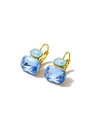 Detalle de pendientes de cristal azul claro cuadrado con chapado en oro 14K y acero titanio - Azul Mar (SE44621D5B0)
