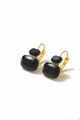 Detalle de pendientes dorados vintage con piedras preciosas negras rectangulares - Negro (SE44621D1B0)