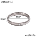 Anello minimalista in argento con zircone, larghezza 0,3 cm e diametro interno 1,5 cm - US 5 / Color Acciaio (Con Strass Bianco)
