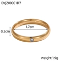 Anello dorato minimalista con piccola pietra, diametro 1,7cm e larghezza 0,3cm - US 5 / Oro 14K (Con Strass Bianco)