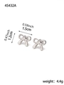 Detail of silver bow earrings showing 1.5cm width and 1.2cm height measurements - Silver Bow Knot Style (HE45432AW0)
