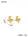 Detailed view of gold bow earrings with heart studs showing 2.5cm height and 2cm width - Golden Bow Heart Dangle Style (BE45475DW0)