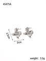 Bow knot stud earrings dimensions detail showing 2.5cm height and 2cm width size - Silver Bow Heart Dangle Style (BE45475AW0)