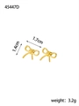 Detailed view of golden bow stud earrings showing dimensions 1.7cm by 1.4cm and 3.2g weight - Gold Bow Knot Style (HE45447D0W0)