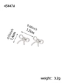 Detailed dimensions of silver bow stud earrings showing width, height and weight - Silver Bow Knot Style (HE45447A0W0)