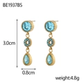 Goldene Tropfenohrringe mit hellblauen Zirkonia im Vintage-Design und einer Länge von 3cm - Hellblauer Dreistufiger Wassertropfen-Anhänger (BE1937B5)