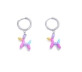 Colorful balloon dog pendant earrings with silver hoops for a playful women's style - Colorful Balloon Dog Dangle Style (GE00081A)