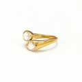 Polished gold bypass ring with teardrop clear crystals and minimalist adjustable design - White (ZB40650B1A0)