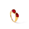 Bague ajustable plaquée or avec deux cristaux rouges en forme de goutte au design bypass - Zircon Rouge (ZB40650B9A8)