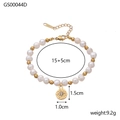 Dettaglio del bracciale di perle con ciondolo a stella e chiusura a moschettone - Stile Pendente a Disco con Stella e Perle Irregolari (GS00044D)