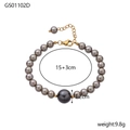 Dettagli del bracciale con perle scure con dimensioni 15+3cm e perla principale di 1,2cm - Stile Decorazione Centrale con Perla Grigio Scuro (GS01102D)