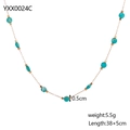 Detail of beaded necklace with blue natural stones, gold cubes and adjustable extender chain - Sky Blue Round Beads with Gold Square Beads (YXX0024C)