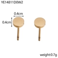 Detailed view of 0.4cm golden circular stud earrings with matte stainless steel texture - Round Steel