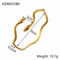 Matte gold finish double-headed snake open cuff bracelet with 6cm diameter - Gold